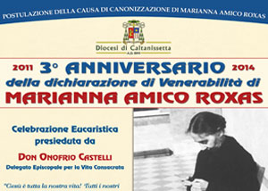 Celebrazione Eucaristica in occasione del 3° Anniversario del dono della Venerabilità di Marianna Amico Roxas